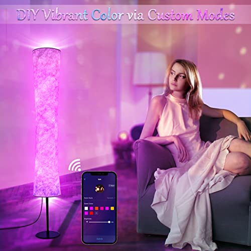 sdaiv RGB Led Floor Lamps, DIY Mode Color Changing Lamp with Alexa & Google APP Control, Music Sync Light for Living Room Bedroom (Round)