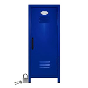 mini locker with lock and key blue -10.75″ tall x 4.125″ x 4.125″