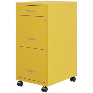 hirsh industries space solutions 18″ d 3 drawer mobile metal file cabinet yellow/goldfinch