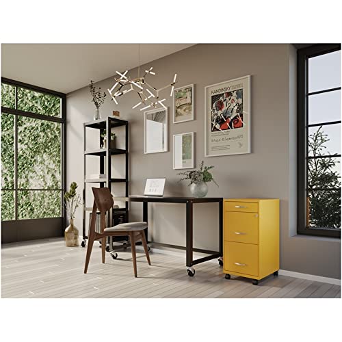 Hirsh Industries Space Solutions 18" D 3 Drawer Mobile Metal File Cabinet Yellow/Goldfinch