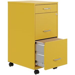 Hirsh Industries Space Solutions 18" D 3 Drawer Mobile Metal File Cabinet Yellow/Goldfinch