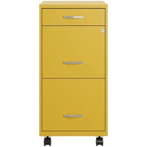 Hirsh Industries Space Solutions 18" D 3 Drawer Mobile Metal File Cabinet Yellow/Goldfinch