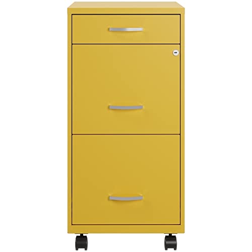 Hirsh Industries Space Solutions 18" D 3 Drawer Mobile Metal File Cabinet Yellow/Goldfinch