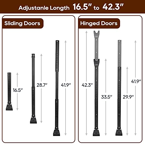 HoneSecur 2-in-1 Door Security Bar with Alarm & Sliding Patio 28″ Door Stopper 120db Loud Alert Siren Security Jammer Bar Window Child Proof Adjustable Constructed of High Grade Iron - Black