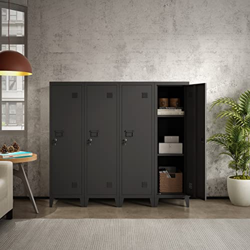 Metal Locker Storage Cabinet Lockable File Cabinet Kids Lockers Cabinet with 3 Shelves for Bedroom School Gym Office Garage