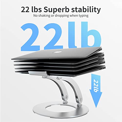 JZBRAIN Adjustable Laptop Stand, Portable Computer Stand for 15.6inch Laptops, Ergonomic Laptop Stand for Desk, Foldable Laptop Holder Compatible with 10-15.6inch Laptops - Silver