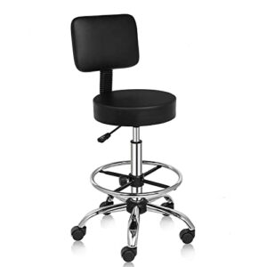 omysalon drafting chair,ergonomic office desk chair with back support,tall adjustable rolling stool with footrest & thick seat cushion,computer chair for salon medical spa home bar kitchen studio