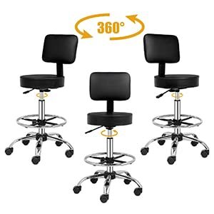 OmySalon Drafting Chair,Ergonomic Office Desk Chair with Back Support,Tall Adjustable Rolling Stool with Footrest & Thick Seat Cushion,Computer Chair for Salon Medical Spa Home Bar Kitchen Studio