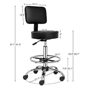 OmySalon Drafting Chair,Ergonomic Office Desk Chair with Back Support,Tall Adjustable Rolling Stool with Footrest & Thick Seat Cushion,Computer Chair for Salon Medical Spa Home Bar Kitchen Studio