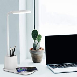 Aduro U-Light LED Desk Lamp with Wireless Charger Dimmable Eye-Caring Desktop Lamp with Organizer & 3 Brightness Levels White