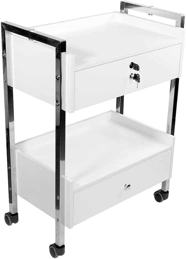 Supreme Medical Dental Mobile Utility Cabinet with Steel Frame and Two Drawer With One lockable Drawer cart