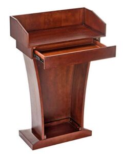 adir podium stand wood – height 37.5″ pulpits for churches, reception desk lectern with spacious drawer for hotels, seminars, weddings, and classrooms (mahogany)