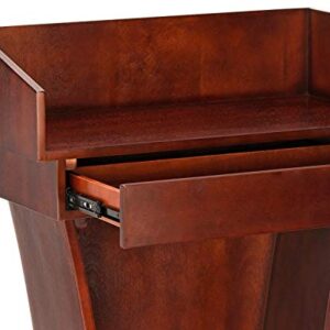 Adir Podium Stand Wood - Height 37.5" Pulpits for Churches, Reception Desk Lectern with Spacious Drawer for Hotels, Seminars, Weddings, and Classrooms (Mahogany)