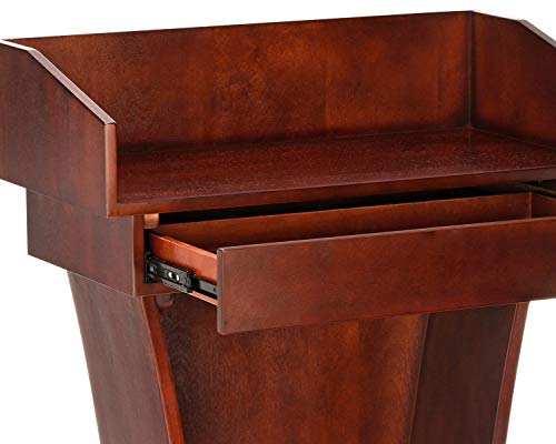 Adir Podium Stand Wood - Height 37.5" Pulpits for Churches, Reception Desk Lectern with Spacious Drawer for Hotels, Seminars, Weddings, and Classrooms (Mahogany)