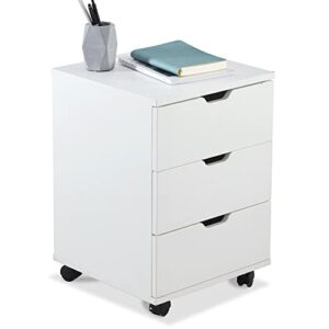 vicllax 3 drawer wood mobile file cabinet under desk storage assemble needed with casters for home office, white
