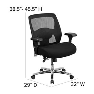 Flash Furniture HERCULES Series 24/7 Intensive Use Big & Tall 500 lb. Rated Black Mesh Executive Ergonomic Office Chair with Ratchet Back