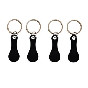 huikdy key ring shopping trolley tokens, portable aluminum alloy key ring metal trolley tokens keyrings decorations for men women shopping cart grocery unisex keychain gift pack of 4, black