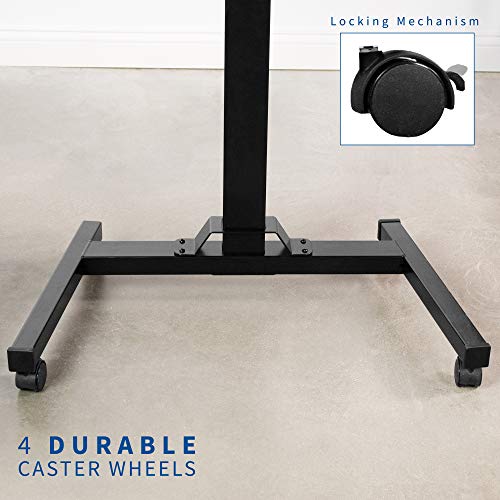 VIVO Black Pneumatic Mobile 36 inch Height Adjustable Two Platform Standing Desk with Wheels, Dual Tiered Rolling Small Space Workstation, DESK-V111GT