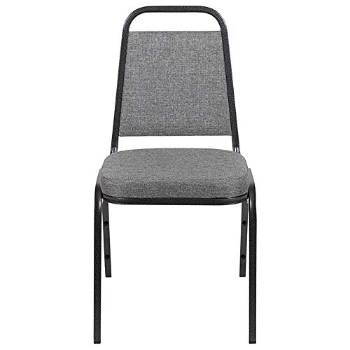 Flash Furniture HERCULES Series Trapezoidal Back Stacking Banquet Chair with 2.5" Thick Seat in Gray Fabric - Silver Vein Frame
