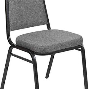 Flash Furniture HERCULES Series Trapezoidal Back Stacking Banquet Chair with 2.5" Thick Seat in Gray Fabric - Silver Vein Frame
