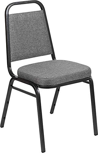 Flash Furniture HERCULES Series Trapezoidal Back Stacking Banquet Chair with 2.5" Thick Seat in Gray Fabric - Silver Vein Frame