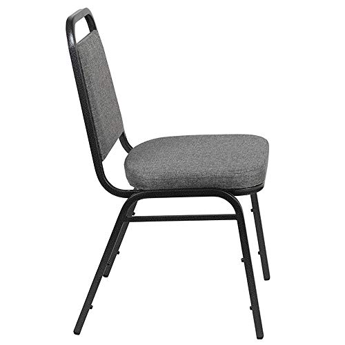 Flash Furniture HERCULES Series Trapezoidal Back Stacking Banquet Chair with 2.5" Thick Seat in Gray Fabric - Silver Vein Frame