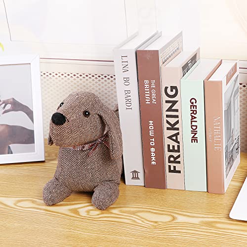 CERAYOU Cute Animals Decorative Door Stoppers, Soft Durable Fabric Weighted Interior Wall Protector for Home & Office, Anti Collision Heavy Duty Compact Floor Decor Book Stopper, Brown Dog