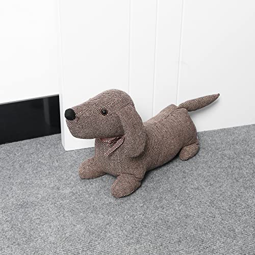 CERAYOU Cute Animals Decorative Door Stoppers, Soft Durable Fabric Weighted Interior Wall Protector for Home & Office, Anti Collision Heavy Duty Compact Floor Decor Book Stopper, Brown Dog