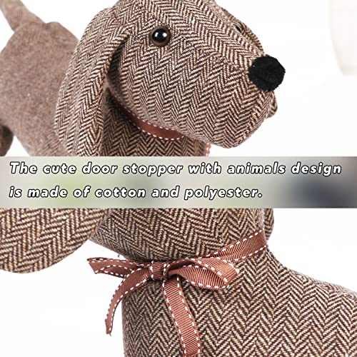 CERAYOU Cute Animals Decorative Door Stoppers, Soft Durable Fabric Weighted Interior Wall Protector for Home & Office, Anti Collision Heavy Duty Compact Floor Decor Book Stopper, Brown Dog