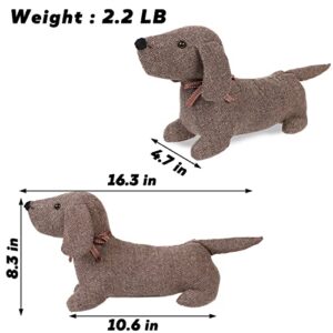 CERAYOU Cute Animals Decorative Door Stoppers, Soft Durable Fabric Weighted Interior Wall Protector for Home & Office, Anti Collision Heavy Duty Compact Floor Decor Book Stopper, Brown Dog