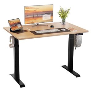 meilocar height adjustable electric standing desk, sit stand computer desk with memory controller, home office desk computer workstation 48″ x 24″ tabletop (white top + white frame)