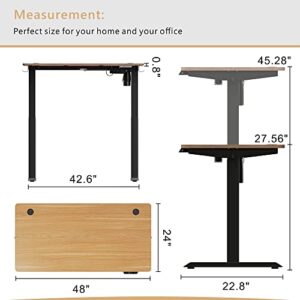 Meilocar Height Adjustable Electric Standing Desk, Sit Stand Computer Desk with Memory Controller, Home Office Desk Computer Workstation 48" x 24" Tabletop (White Top + White Frame)