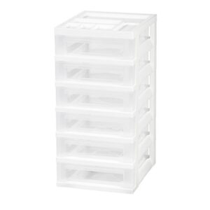 iris usa 585636 6-drawer storage cart with organizer top, white