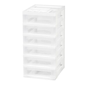 IRIS USA 585636 6-Drawer Storage Cart with Organizer Top, White