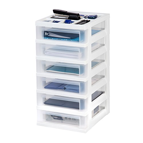 IRIS USA 585636 6-Drawer Storage Cart with Organizer Top, White