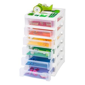 IRIS USA 585636 6-Drawer Storage Cart with Organizer Top, White