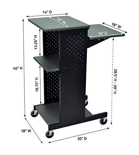 Luxor Gray 4 Shelf Mobile Presentation Station