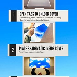 ShadeMAGIC - 4 Pack of Fluorescent Light Covers - 2x4 Film Insert for Ceiling Light Diffuser Panels - Sky Clouds - for Classrooms and Offices - Decorative Lighting (4)