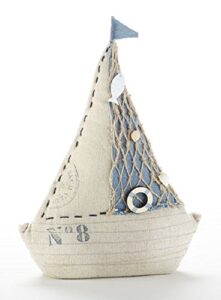 delton nautical sail boat door stop of weighted canvas, blue, white
