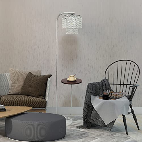 Hsyile Arc Crystal Floor Lamp for Living Room - Marble Base Modern Tall Stand Up Light with Table,Contemporary Over The Couch Chrome Lamp Standing Lamps for Bedroom Office Living Room