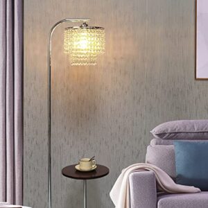 Hsyile Arc Crystal Floor Lamp for Living Room - Marble Base Modern Tall Stand Up Light with Table,Contemporary Over The Couch Chrome Lamp Standing Lamps for Bedroom Office Living Room