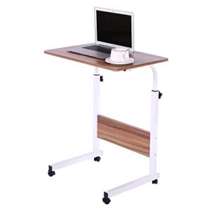 fancasa laptop cart 23.6″ mobile table movable portable adjustable notebook computer stand with wheels (teak)