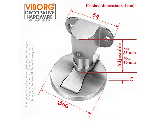 VIBORG Deluxe Solid SUS304 Stainless Steel Casting Adjustable Floor Mount Mounted Magnetic Door Stopper Doorstop Door Stop, RS-40F (1)