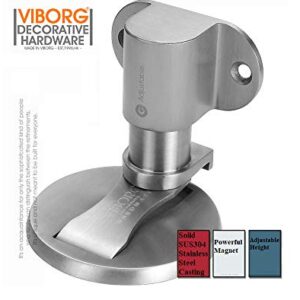 VIBORG Deluxe Solid SUS304 Stainless Steel Casting Adjustable Floor Mount Mounted Magnetic Door Stopper Doorstop Door Stop, RS-40F (1)