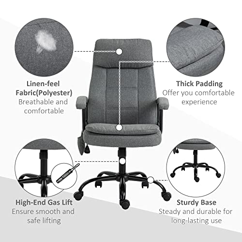 Vinsetto Executive Massage Office Chair with 2-Point Lumbar Massage, USB Power, Adjustable Height, Padded Headrest, Armrest, Grey