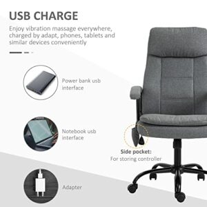 Vinsetto Executive Massage Office Chair with 2-Point Lumbar Massage, USB Power, Adjustable Height, Padded Headrest, Armrest, Grey