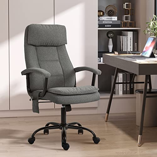 Vinsetto Executive Massage Office Chair with 2-Point Lumbar Massage, USB Power, Adjustable Height, Padded Headrest, Armrest, Grey