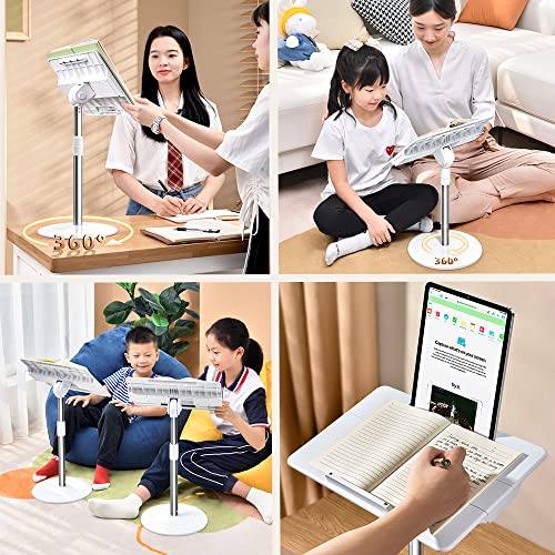 SOARCHICK 360° Rotating Laptop Tablet Book Holder Stand for Reading Upright Book Holder with Page Clips for Cookbook Sheet Music Angle Height Adjustable Lap Desk Hands Free for Office Kitchen School