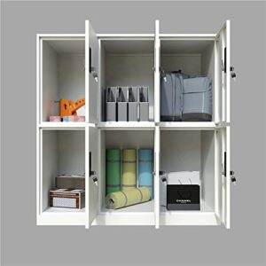 MECOLOR Full White Color 6 Door Metal Locker Cabinet Used for Gym Staff in Office School or Home