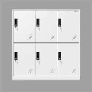 MECOLOR Full White Color 6 Door Metal Locker Cabinet Used for Gym Staff in Office School or Home